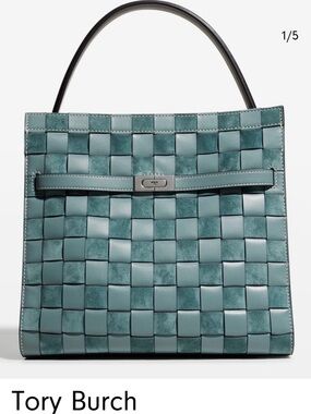 DESPERATELY ISO Tory Burch Artic Blue Woven Suede & Leather Lee Radziwill Bag